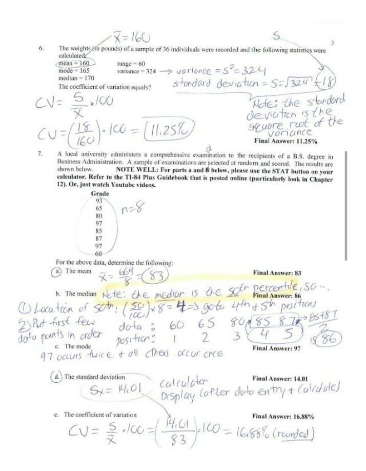 Statistics Exam Problems and Solutions - Business Administration