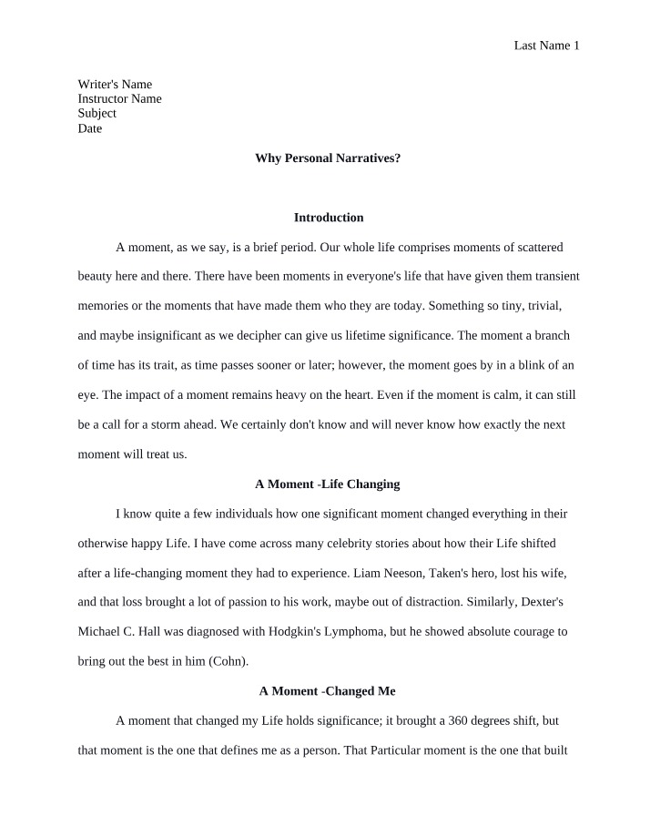 Why Write Personal Narratives