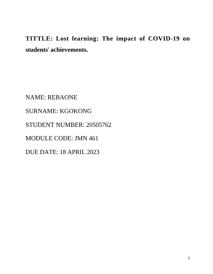 COVID-19 Impact on Students' Achievements