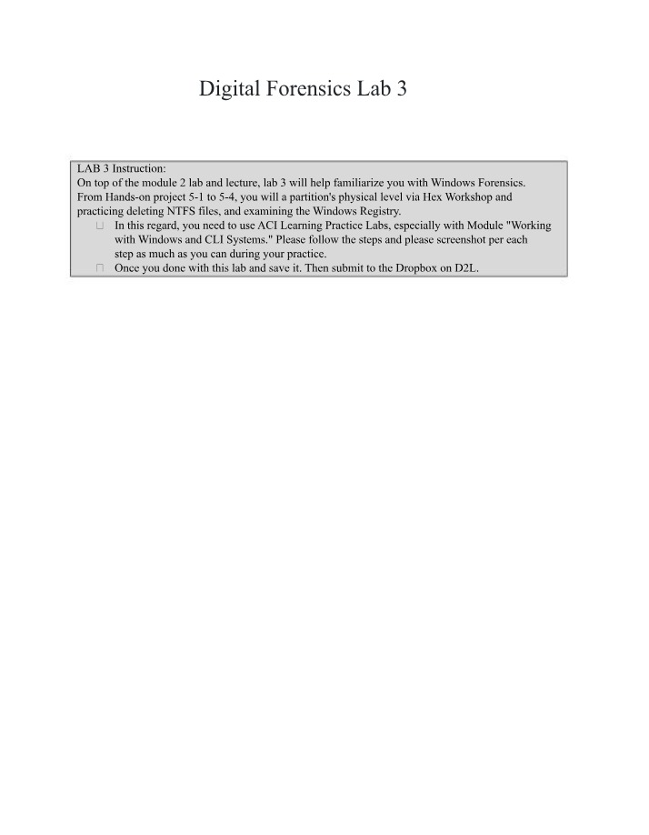 Windows Registry and Windows Forensics Lab Projects