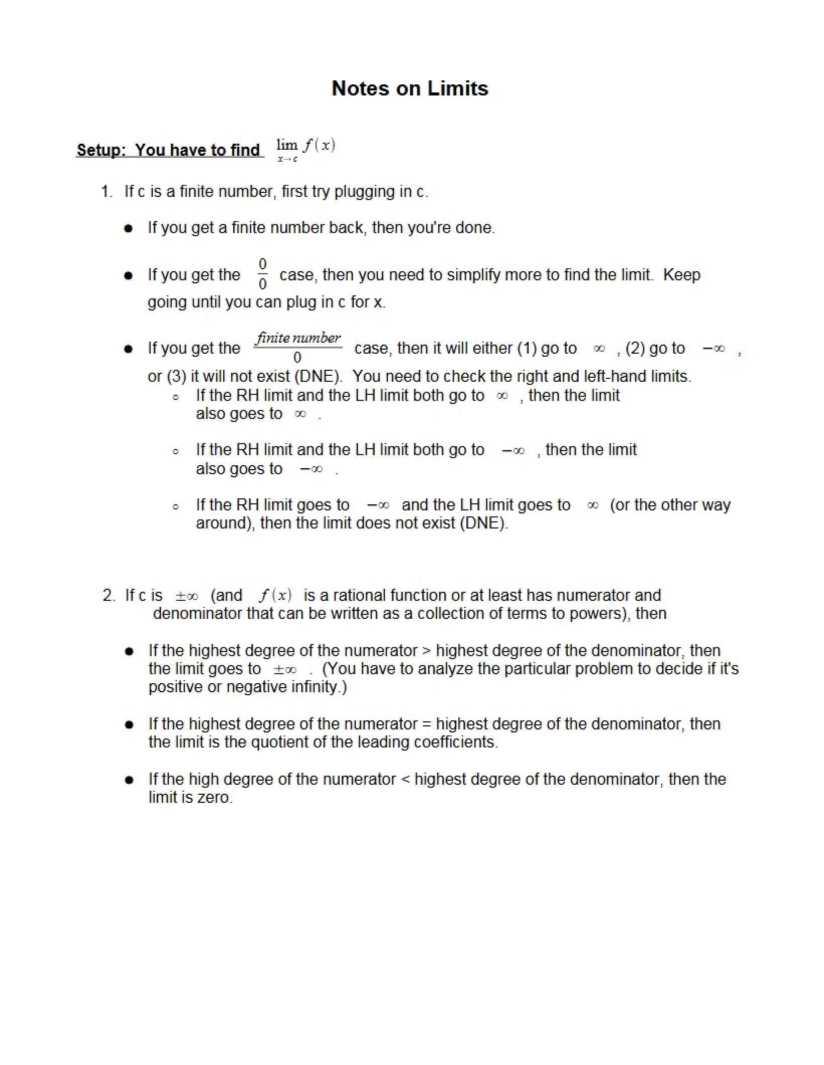 Limits Notes