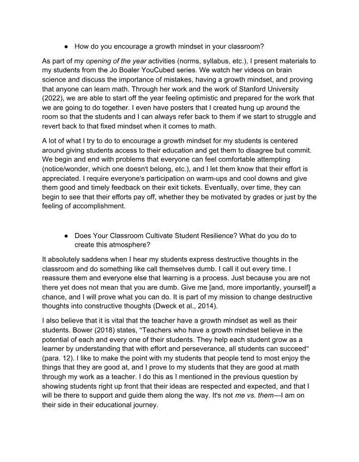 MED7810 Week 9 - Growth Mindset Notes