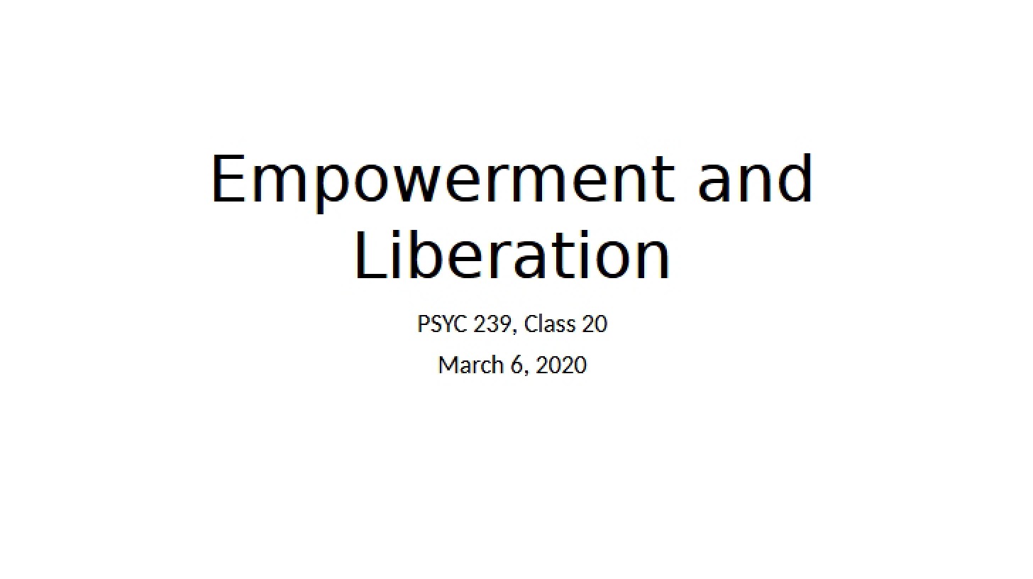 Liberation and Empowerment