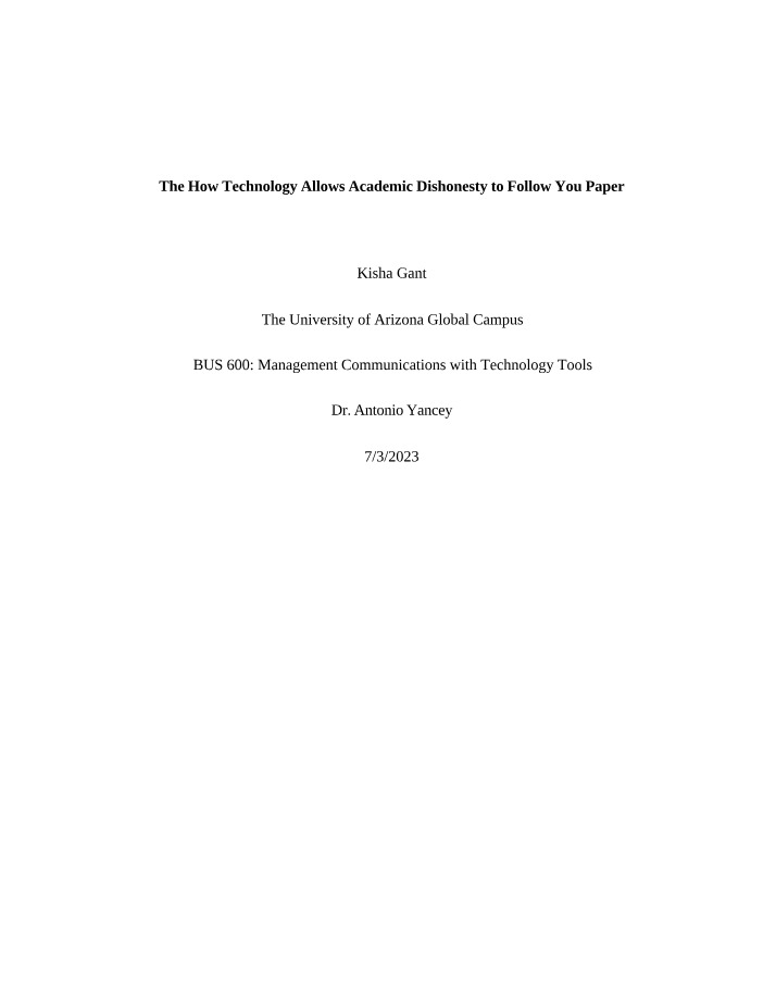 Paper - How Technology Allows Academic Dishonesty