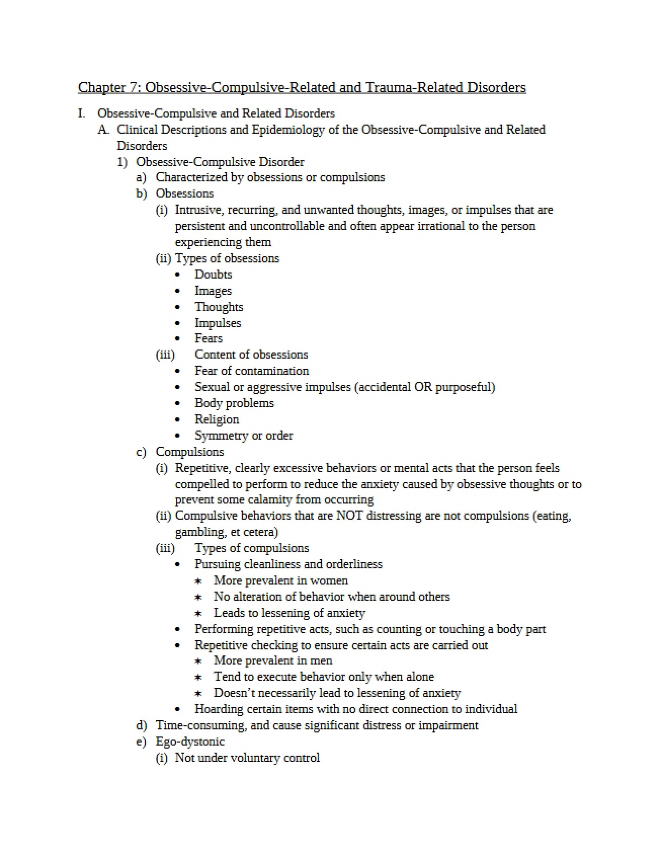 Obsessive-Compulsive Related (Chapter 7)