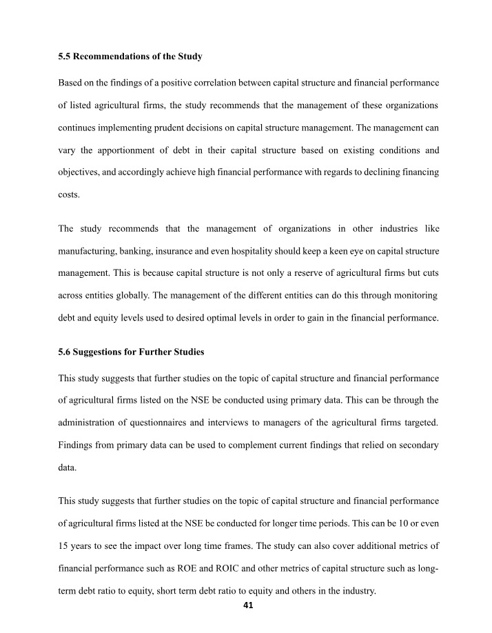 Wabwoba Capital Structure and Agricultural Firms Financial Analysis