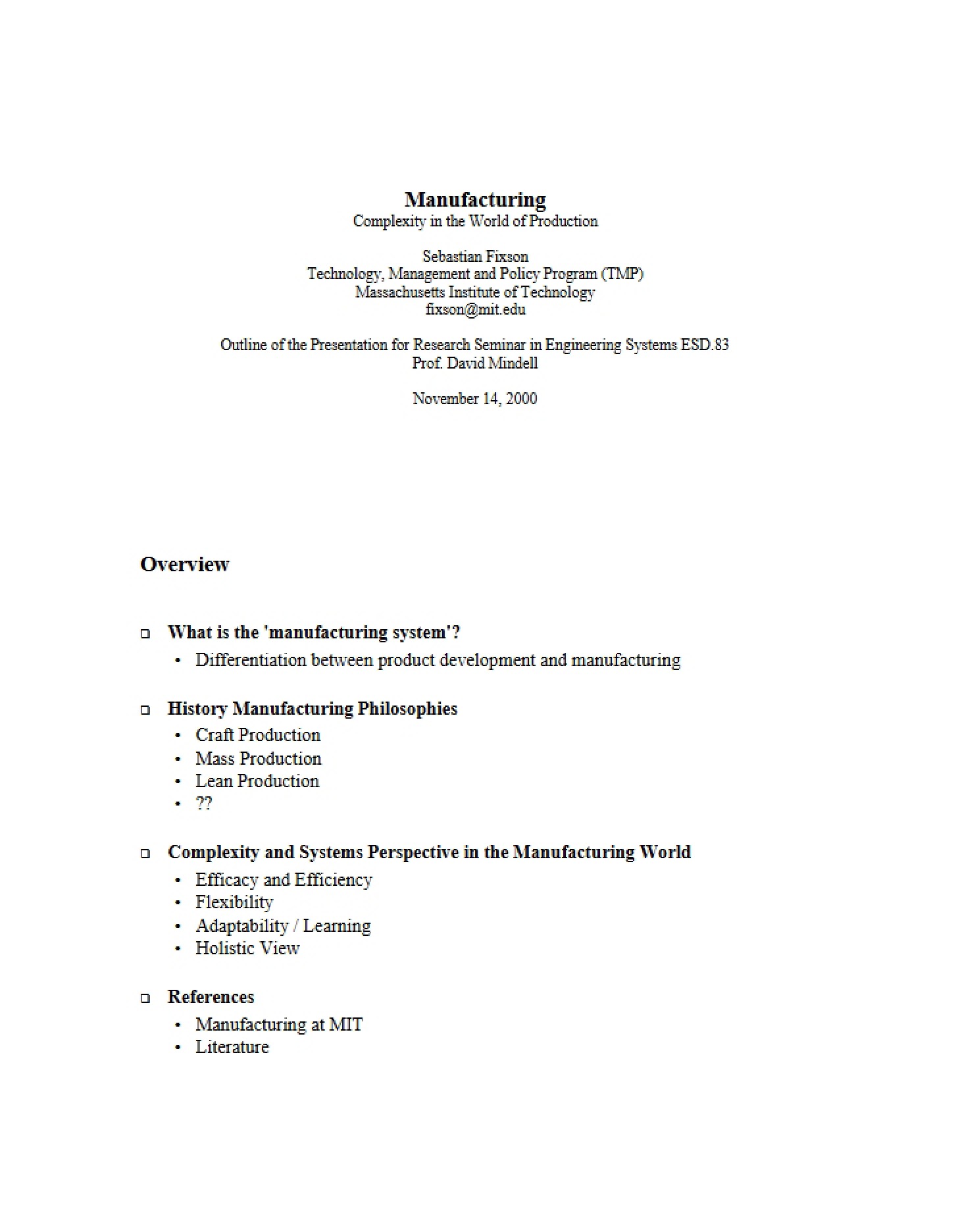 Manufacturing Processes