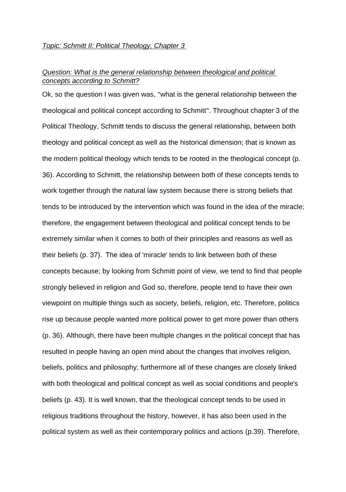 Relationship Between Theological and Political Concepts