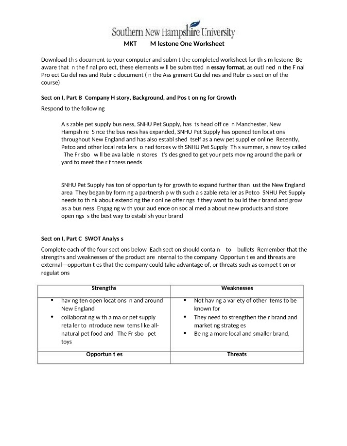 Milestone One Worksheet - MKT 229