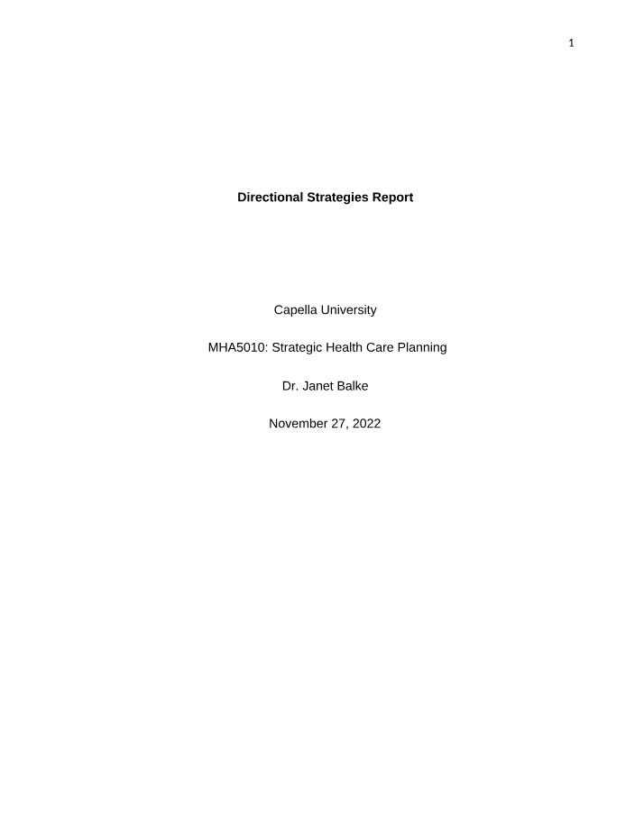 Directional Strategies Report Part 4