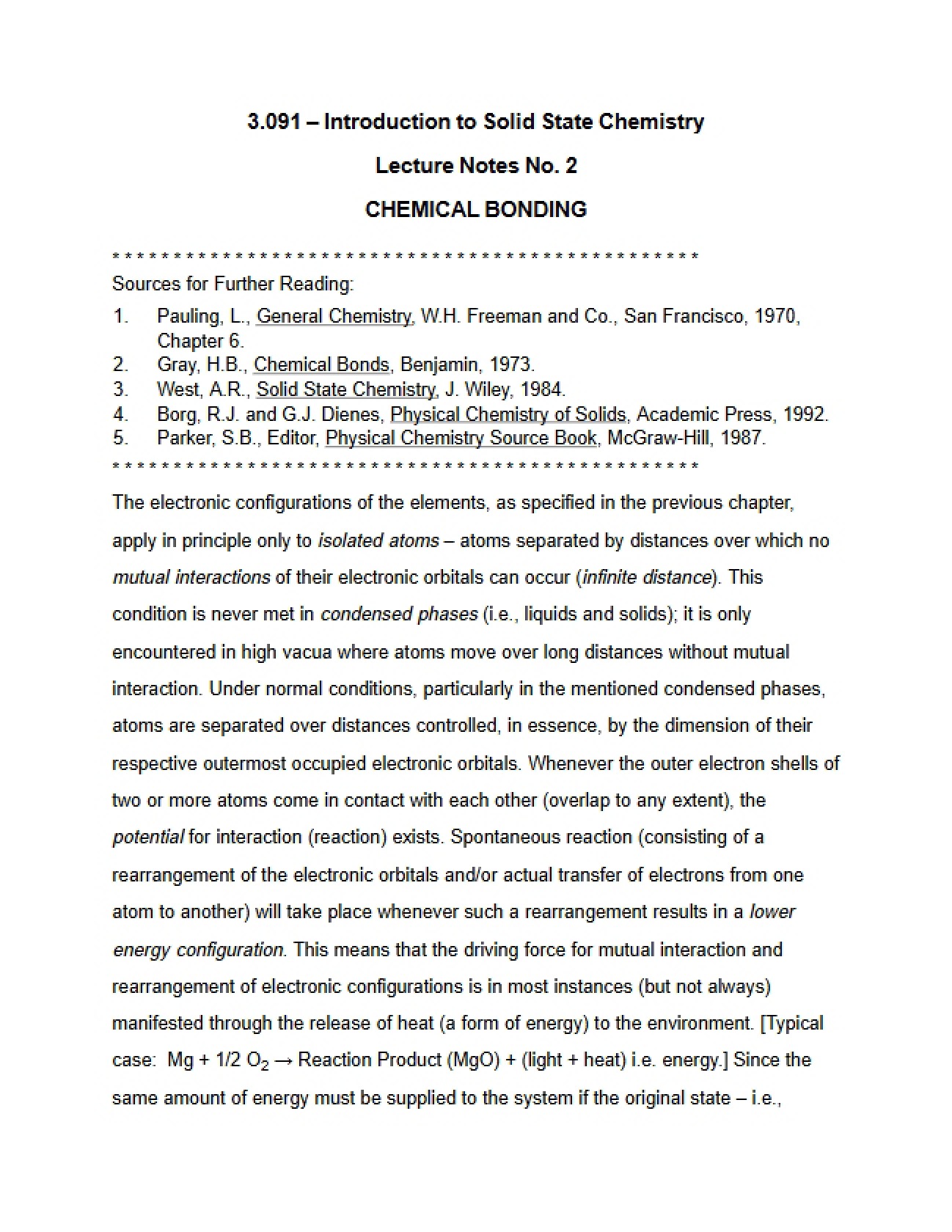 Second Lecture Notes