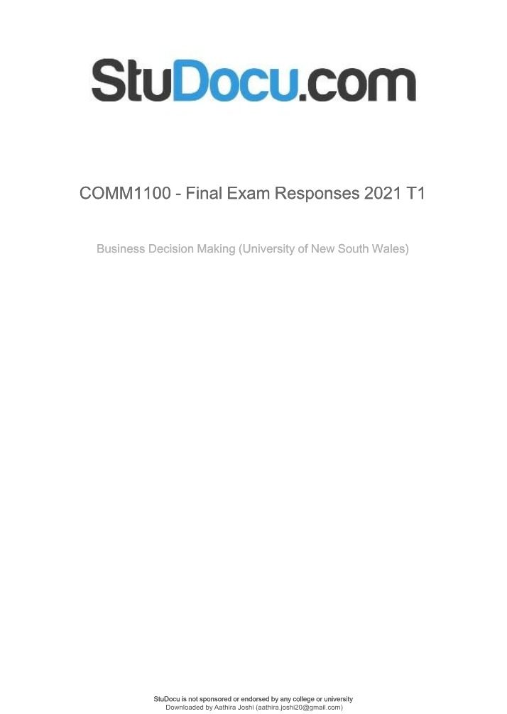 COMM1100 2021 T1 Final Exam Responses