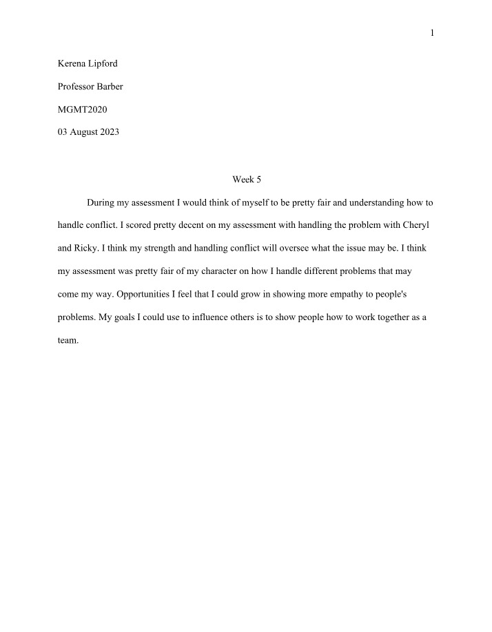 Week 5 Reflection - Conflict Resolution and Empathy