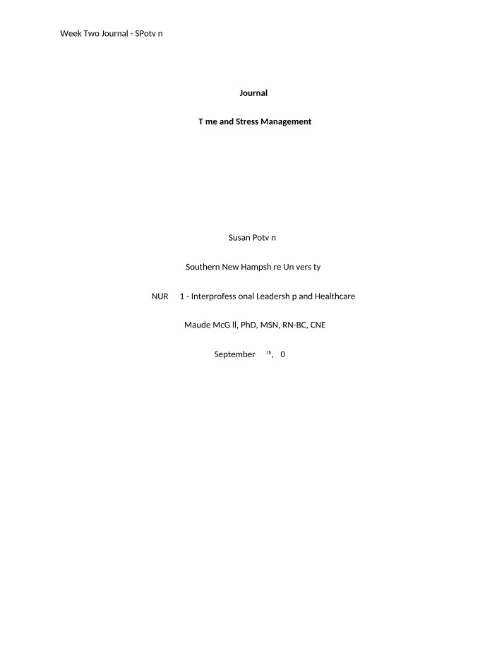 Effective Time and Stress Management for School Nurses