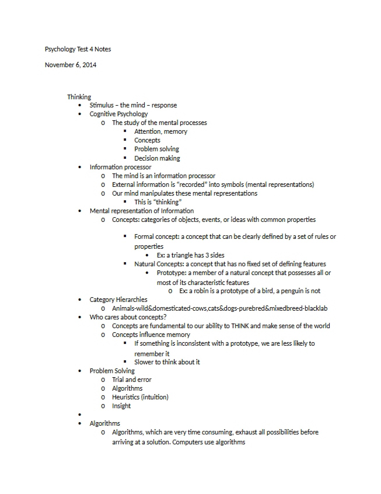 Notes for Psychology Test Four