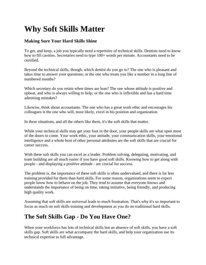 Importance of Soft Skills