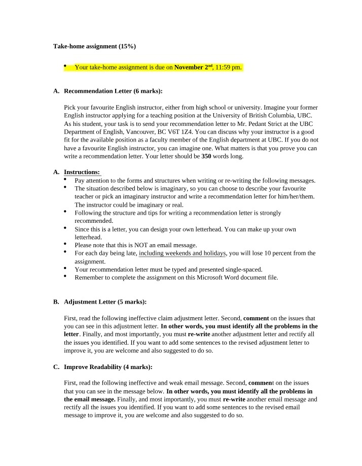 Adjustment and Recommendation Letters