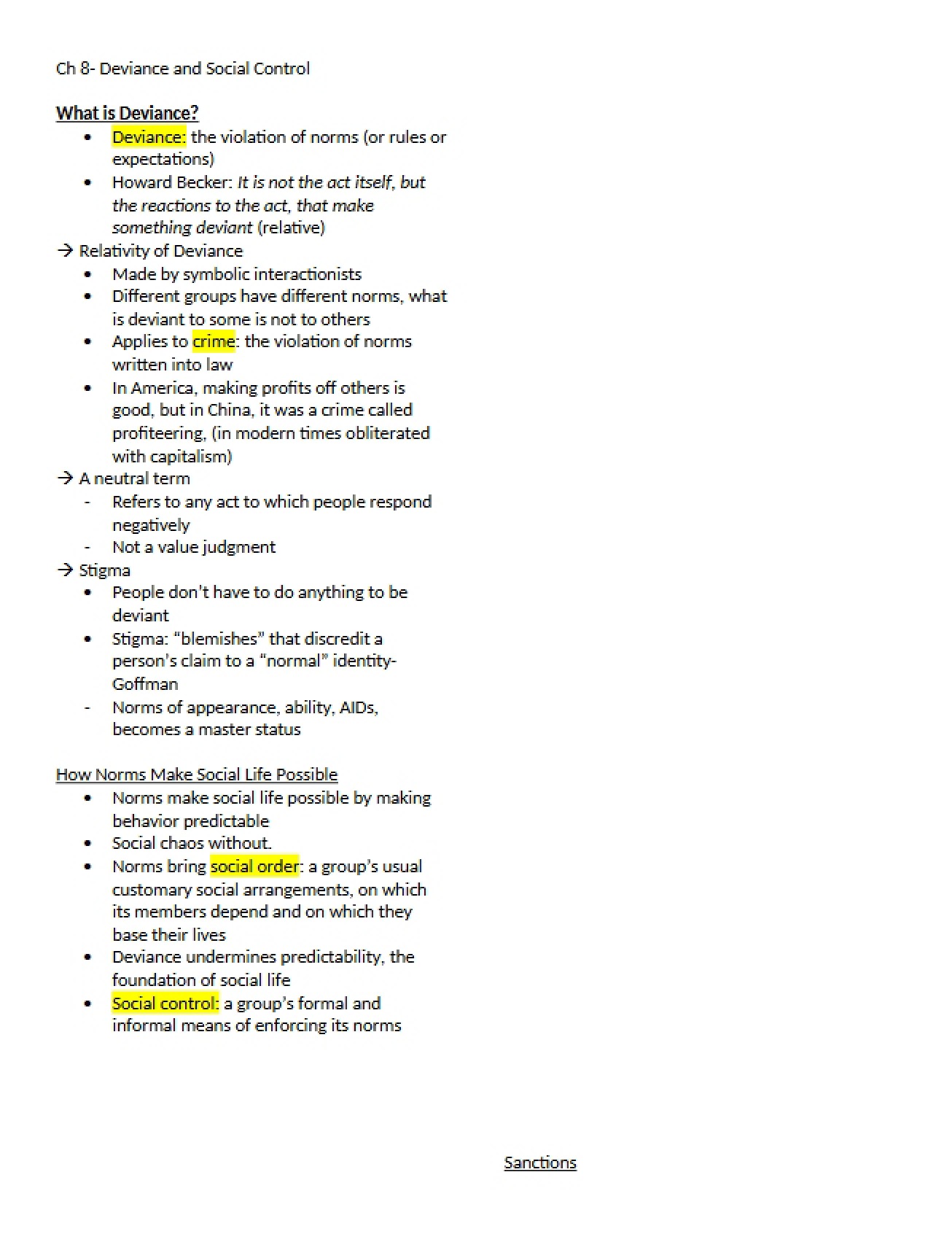 Social Control and Deviance Chapter Eight