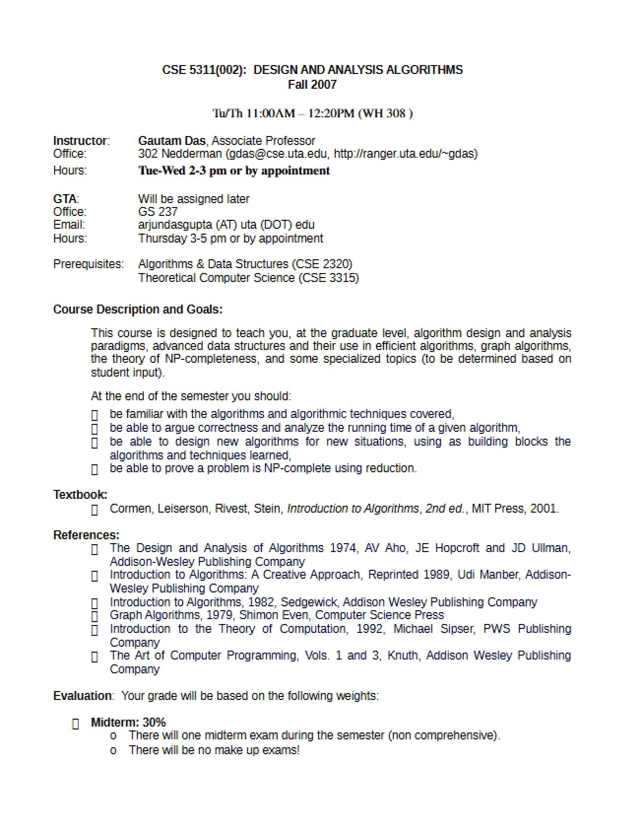 Descriptions of Courses