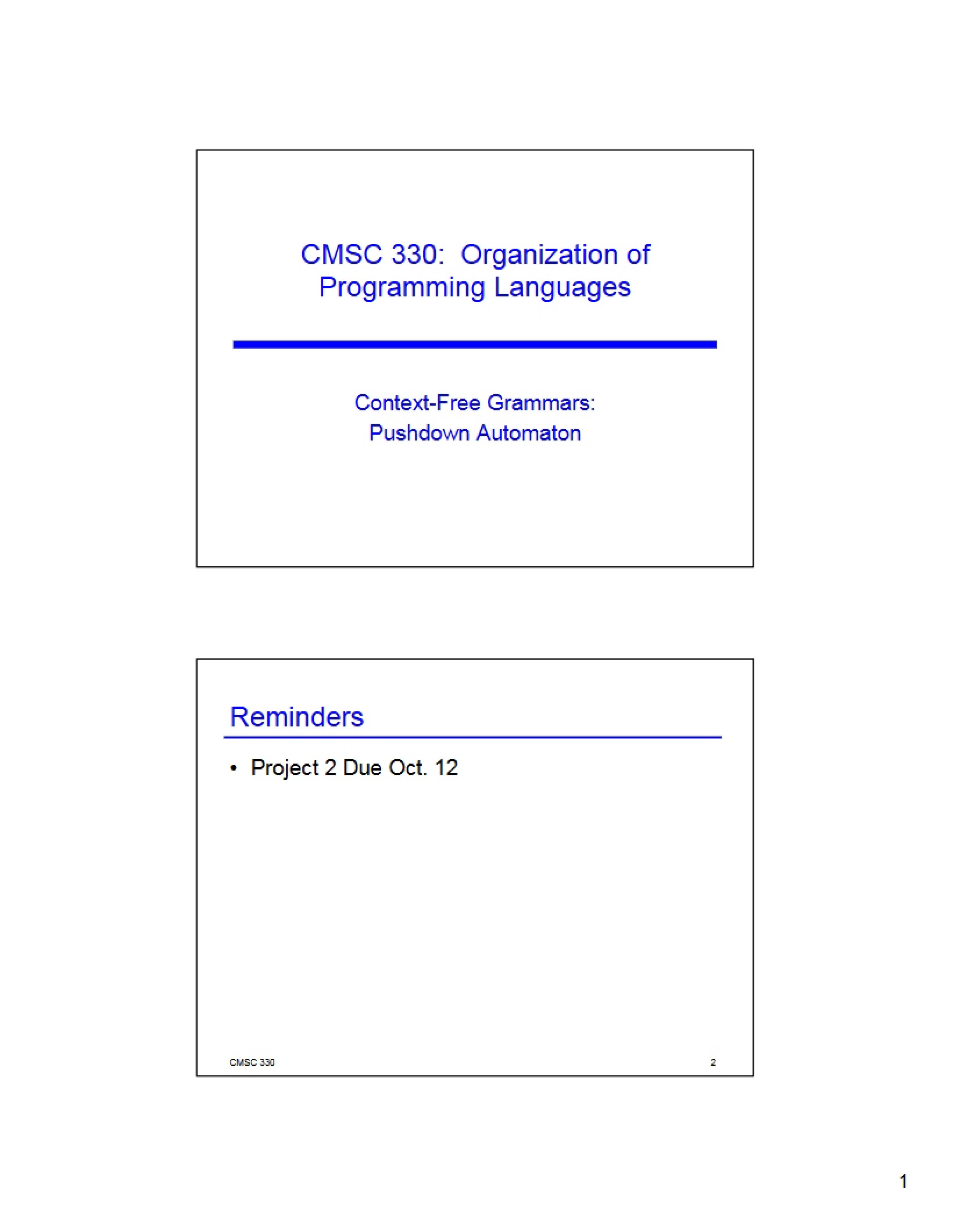 Pushdown Automaton and CFGs