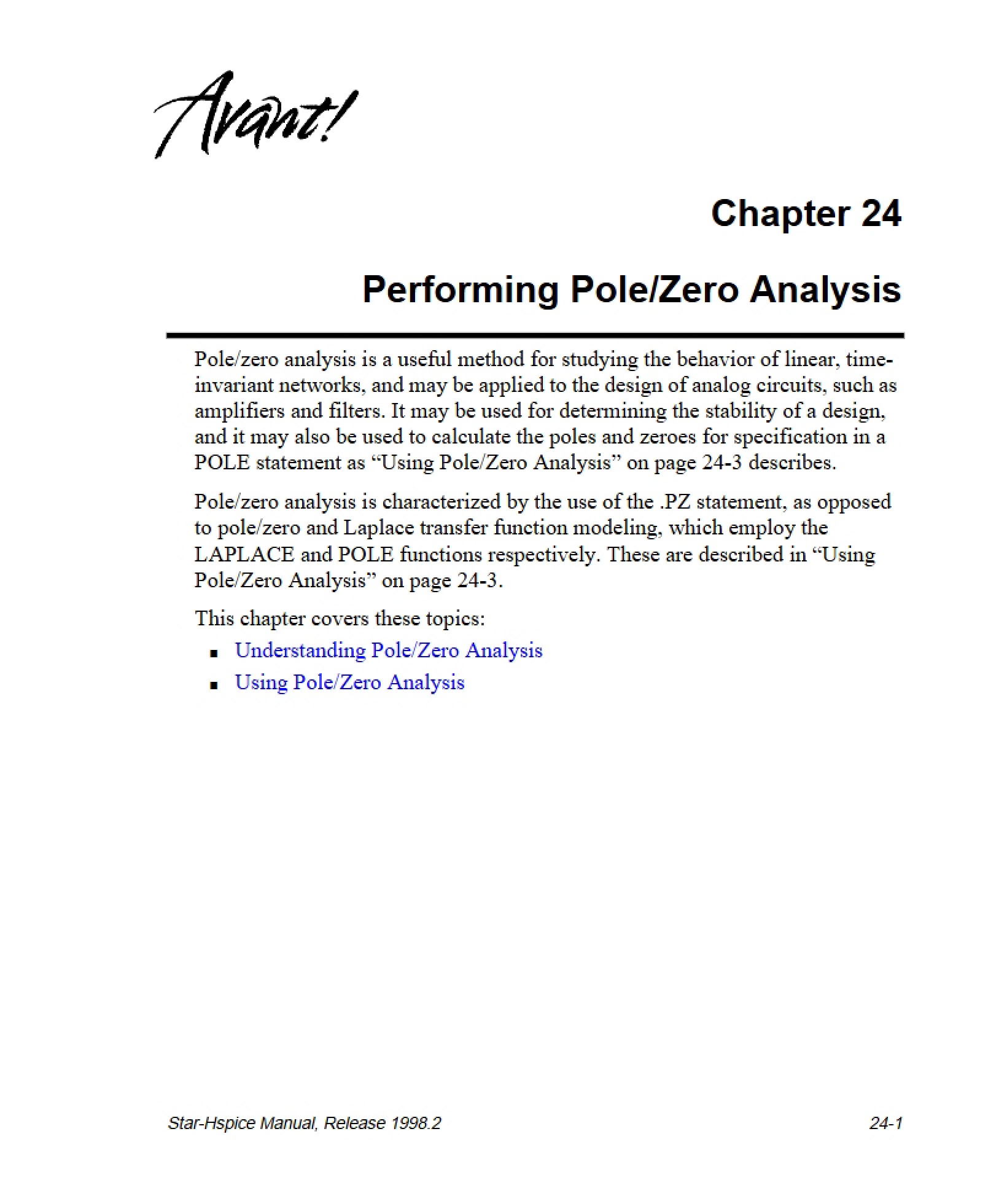 Pole-Zero Analysis Performance