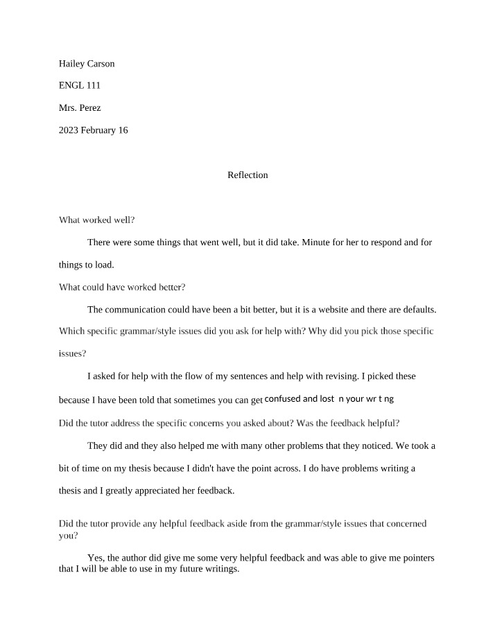 ENGL111 Reflection