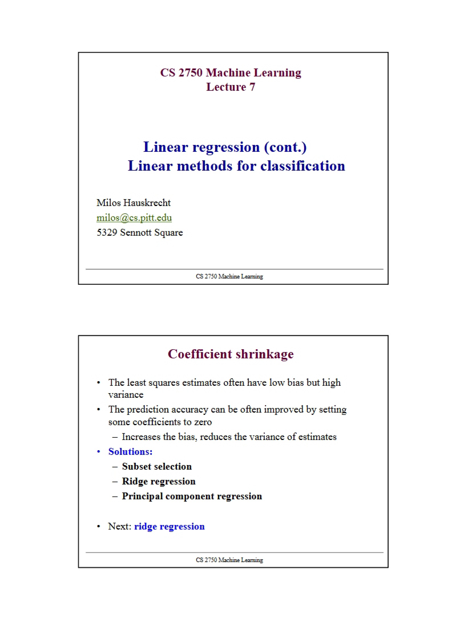 Classification via Linear Methods