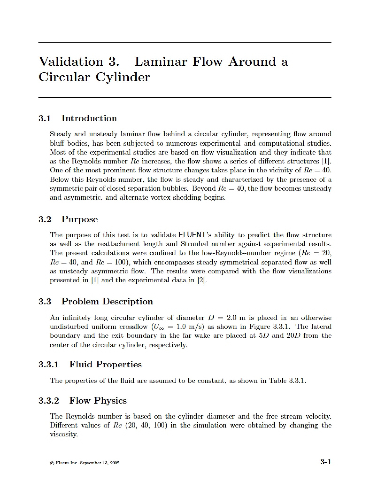 Circular Cylinder Laminar Flow