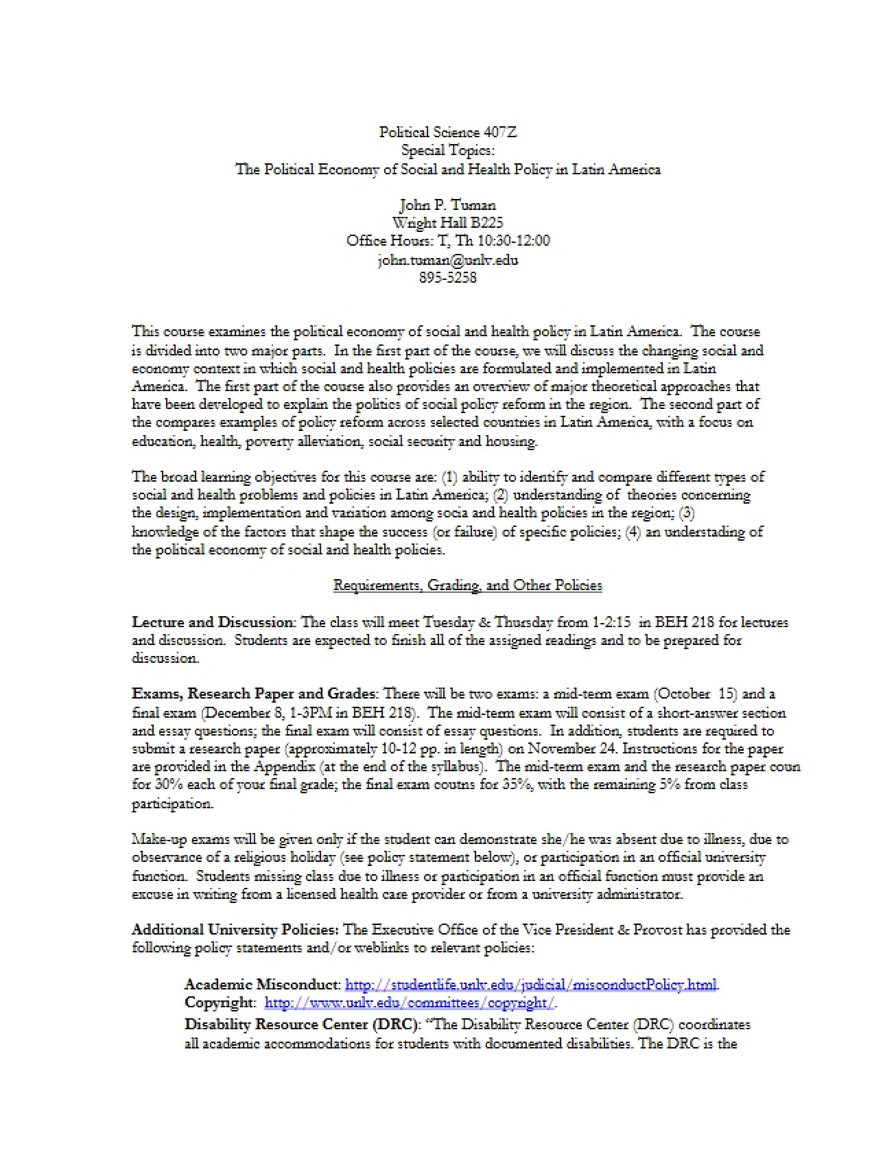 Political Economy of Health and Social Policy in Latin America