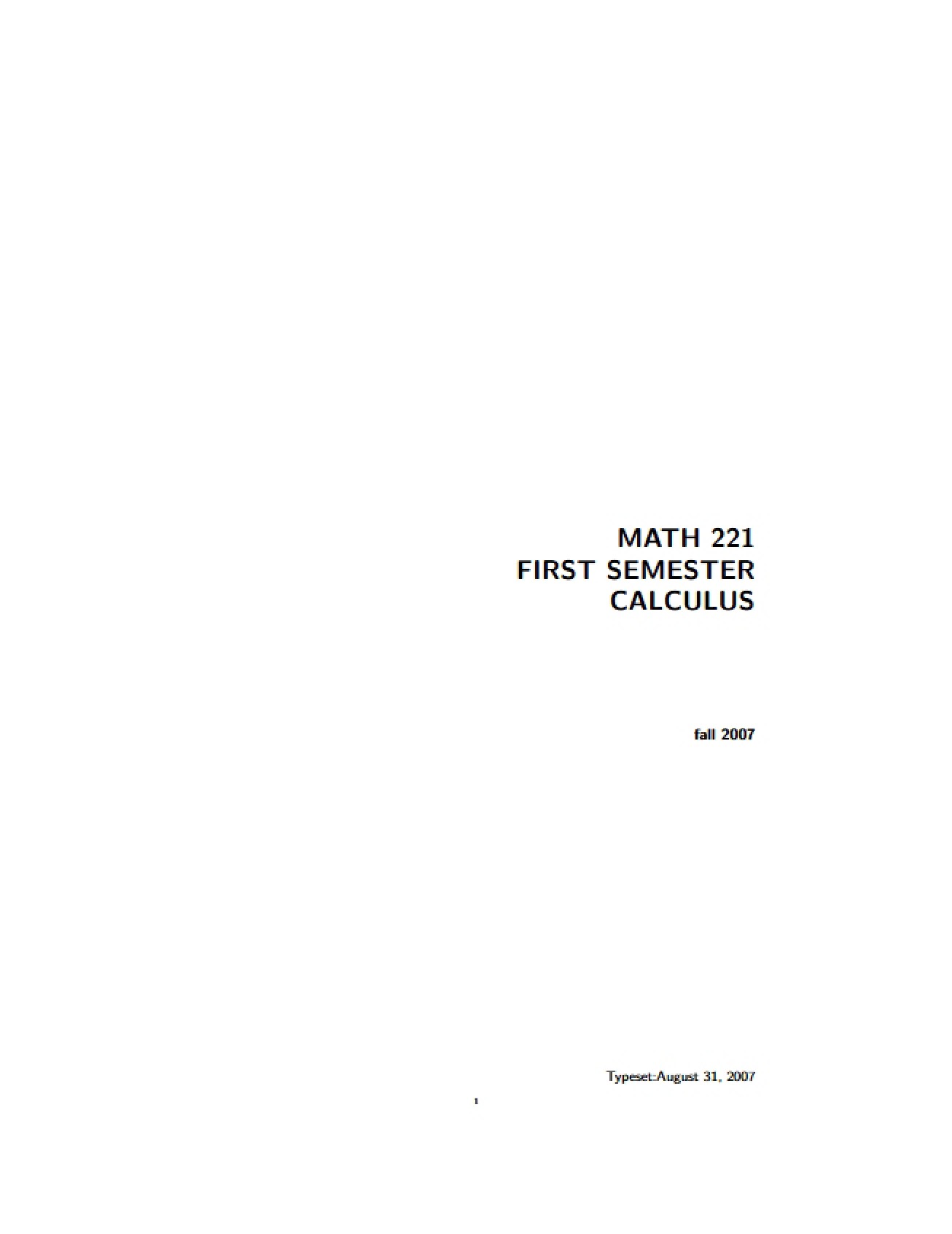 Calculus Notes from Lecture