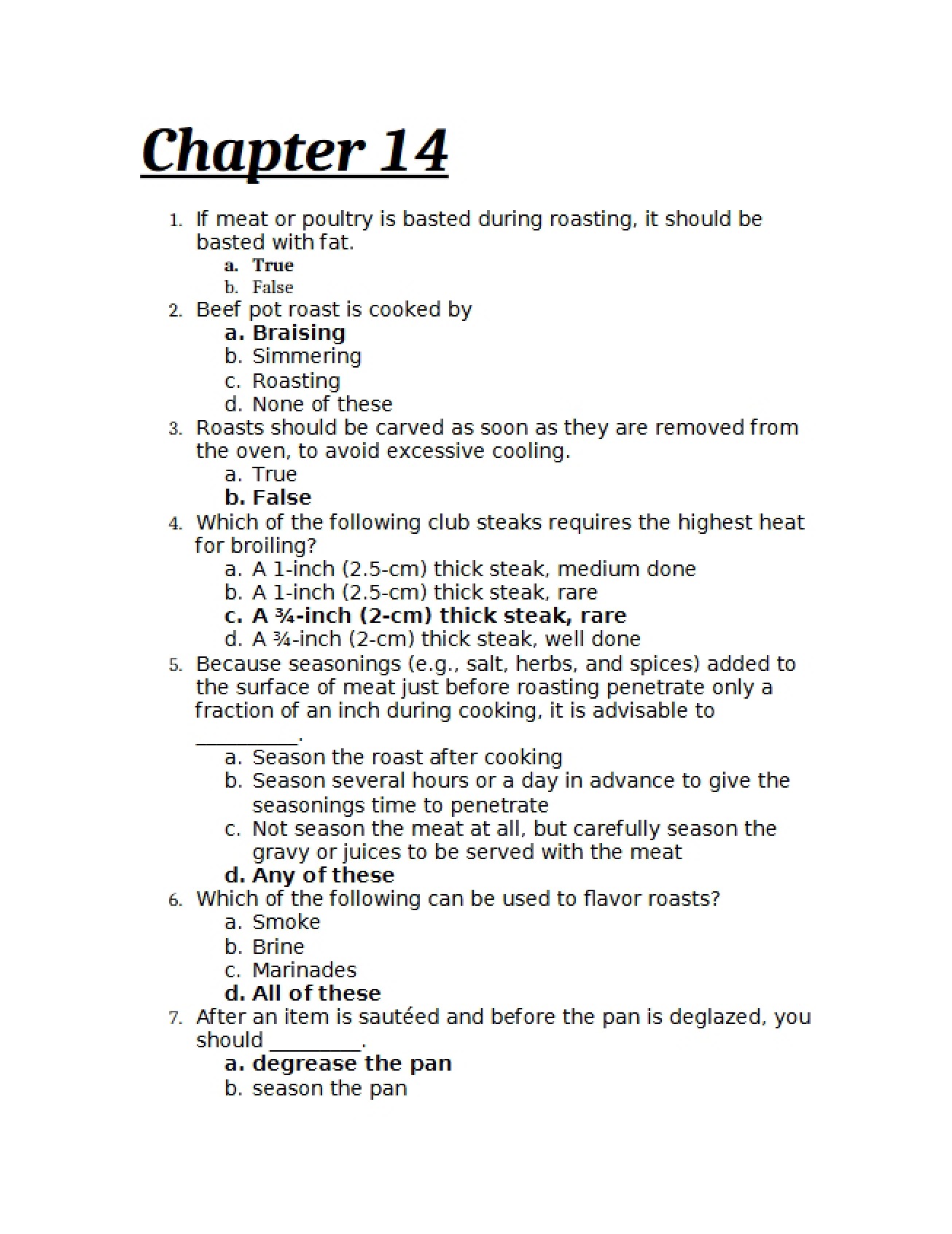 Fourteenth Chapter Food Prep