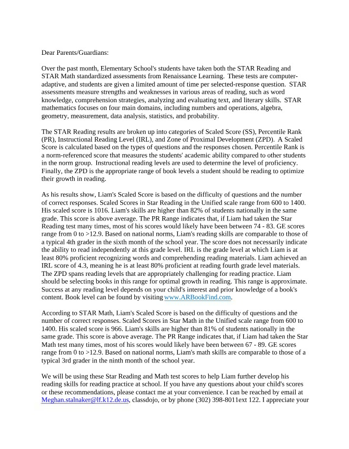 Letter to Parents - Week 6