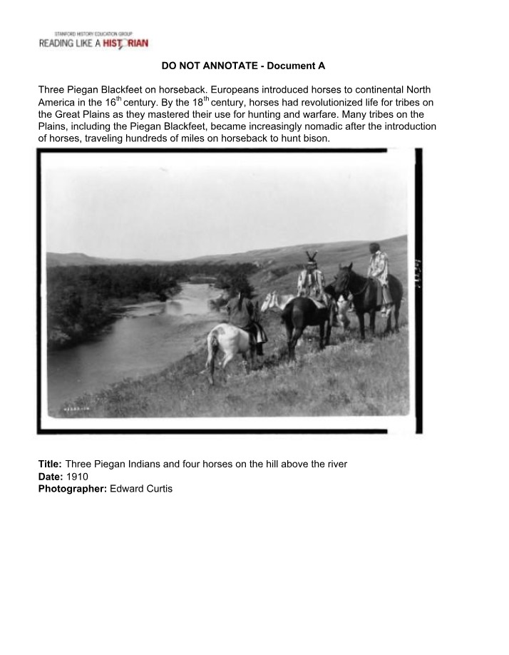 Piegan Blackfeet - Horseback Riding and Nomadic Lifestyle
