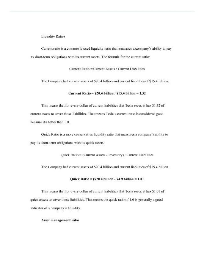 Notes on Liquidity Ratios
