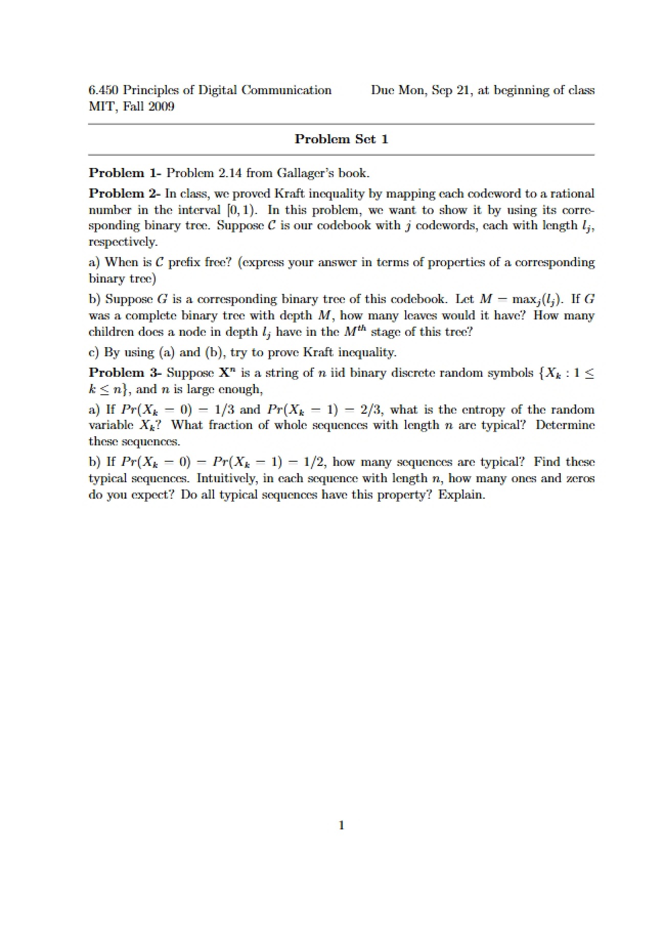 First Set of Problems