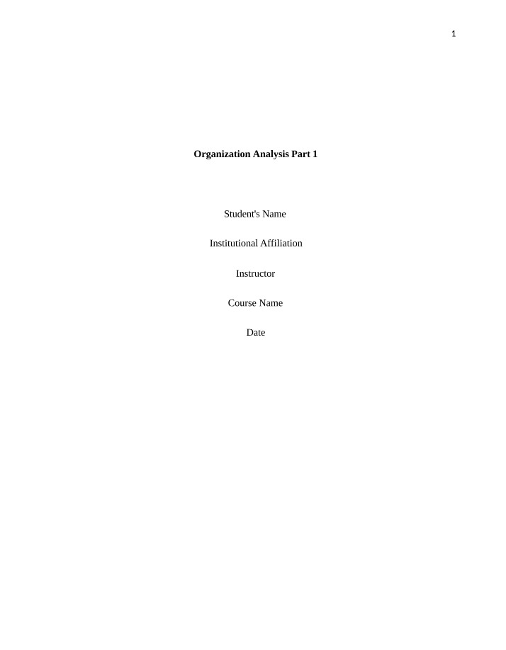 Houston Methodist Woodlands Hospital - Organization Analysis