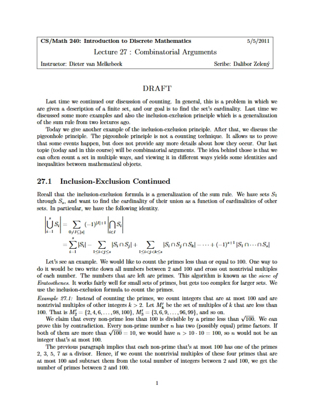 Lecture Twenty-Seven