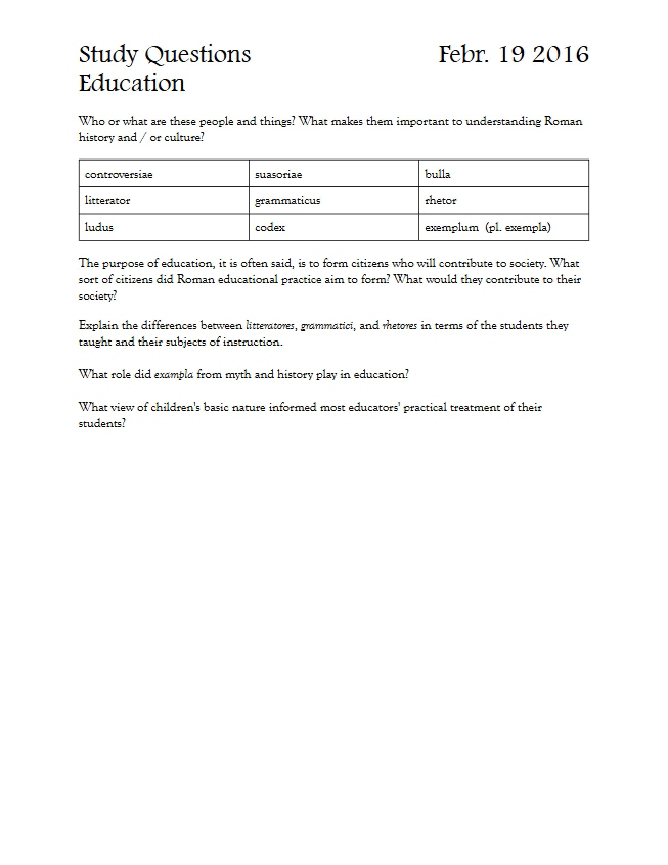 Education Study Inquiries