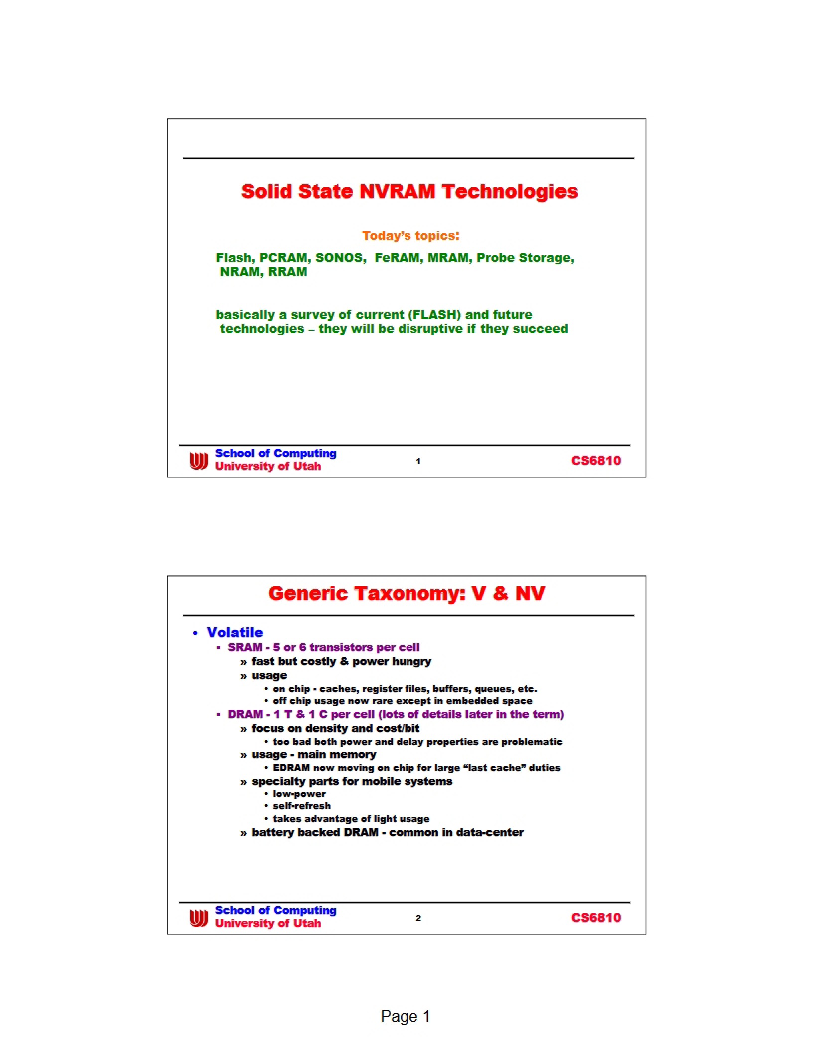 NVRAM Solid State Technology