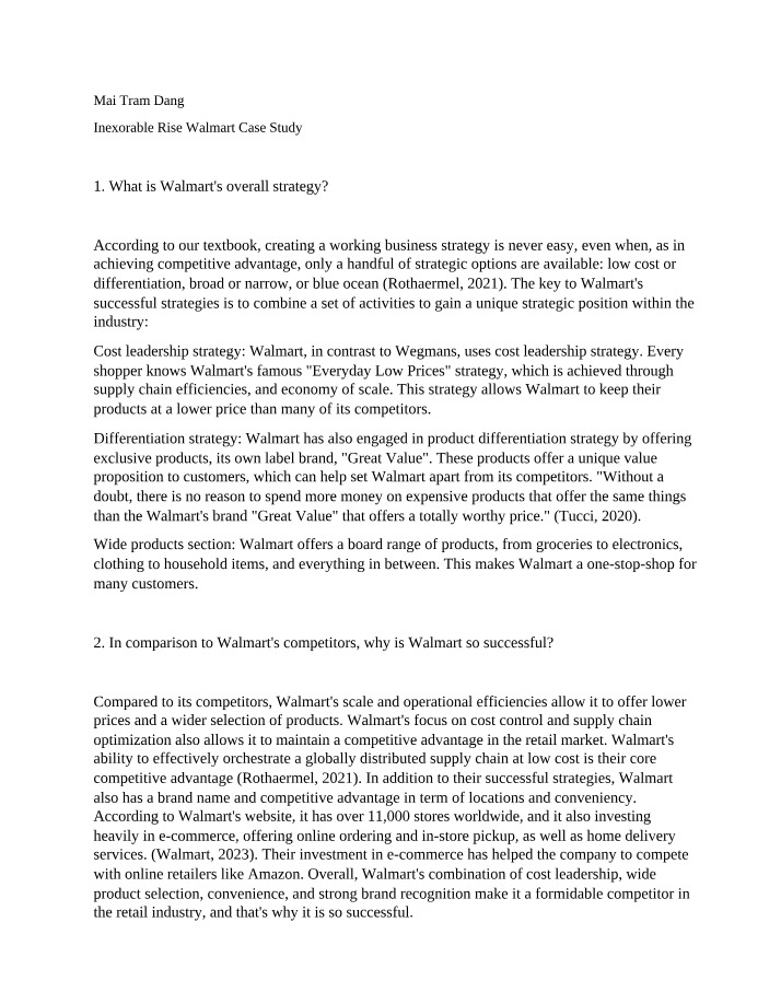 Walmart Case Study - The Inexorable Rise