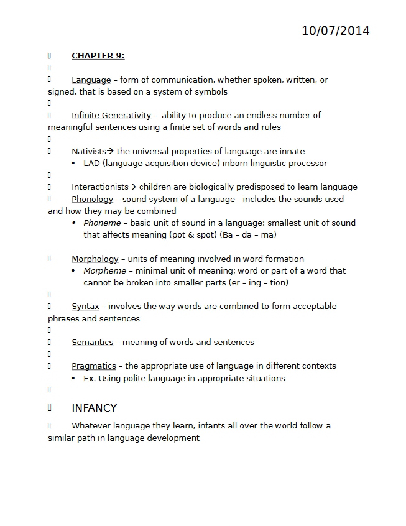 Developmental Psych Chapter Nine