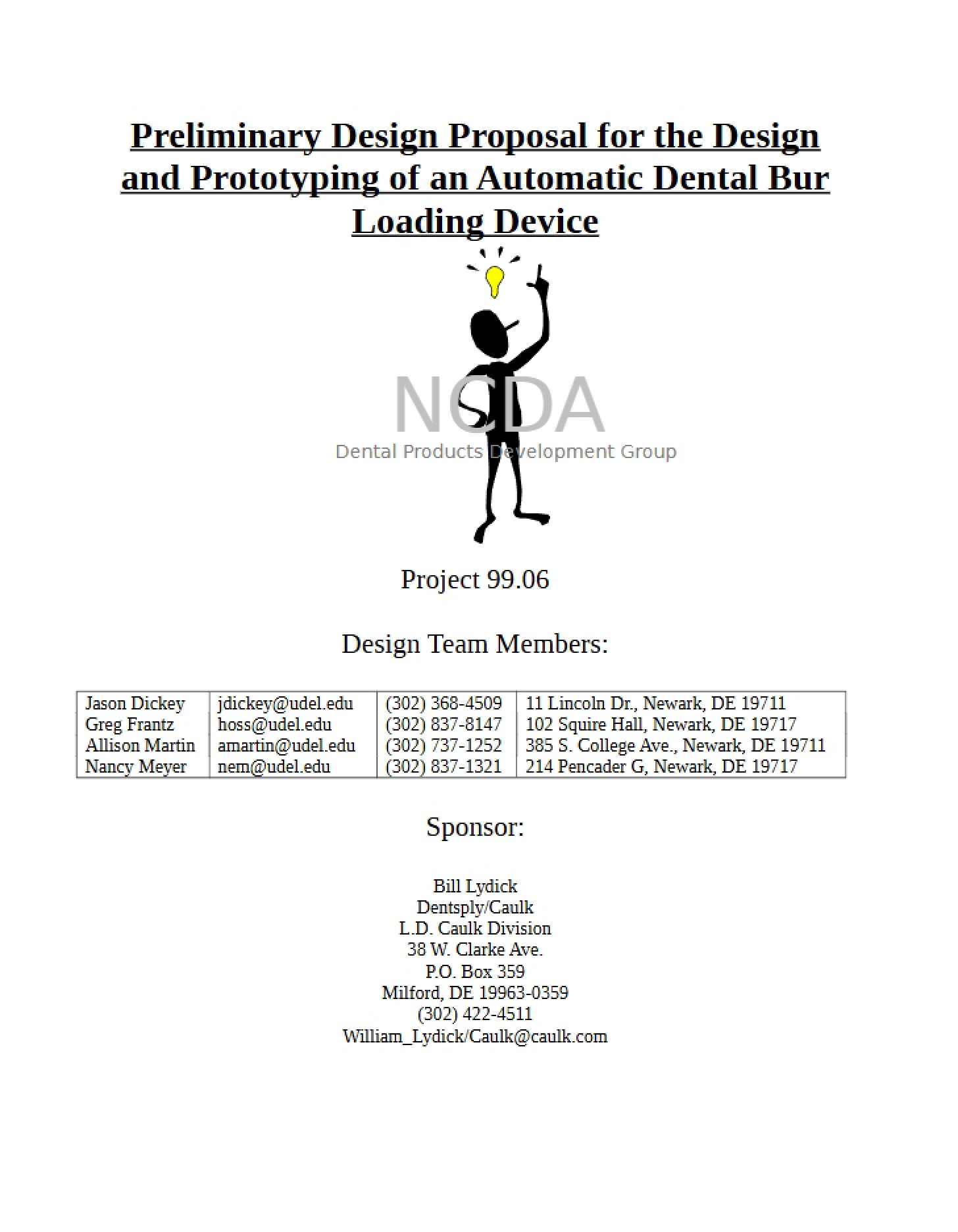 Proposal for Preliminary Design
