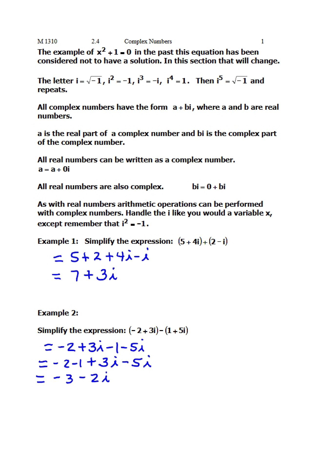 Complex Number System