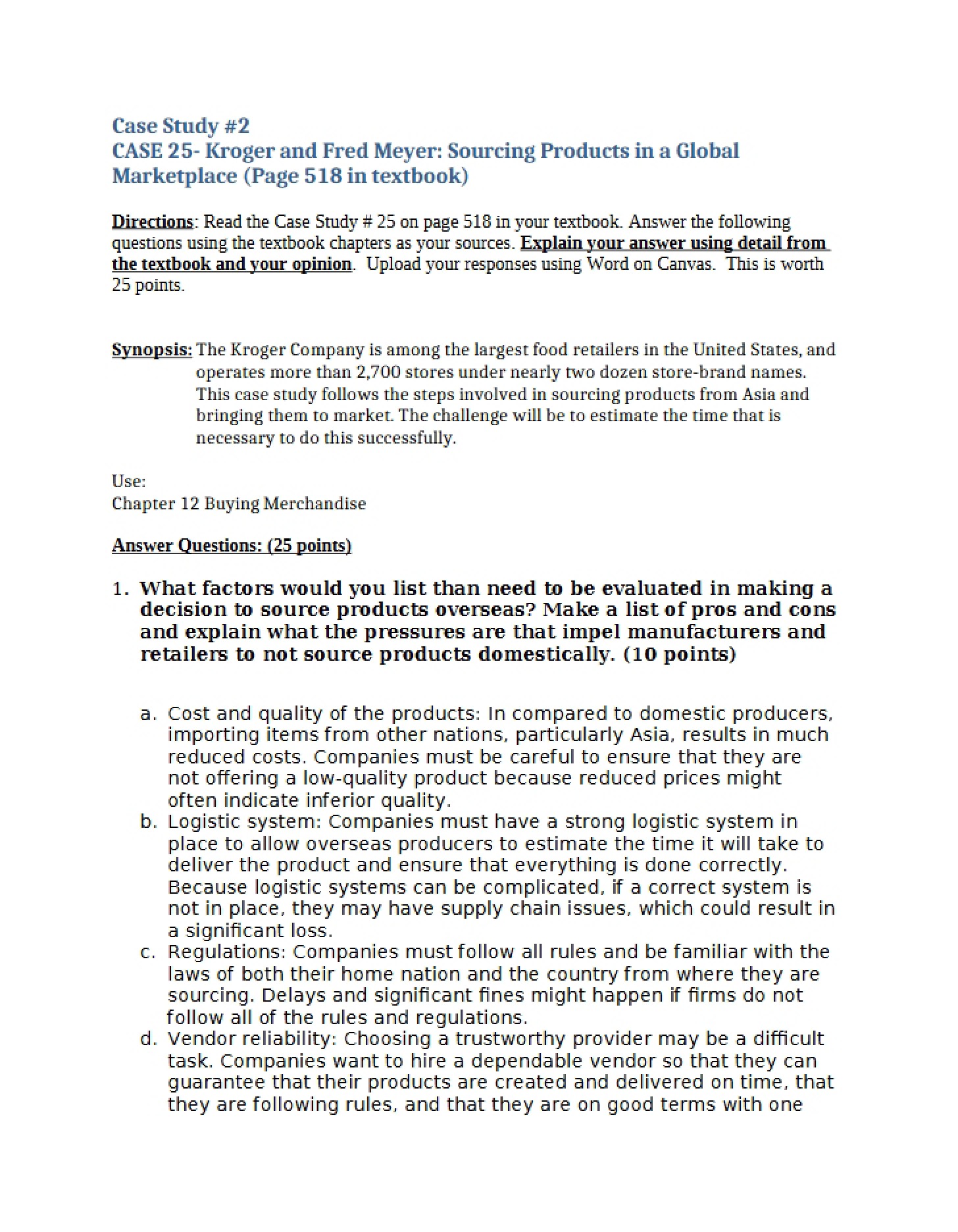 Case 2 Assignment Kroger & Fred Meyer (RM 2215)