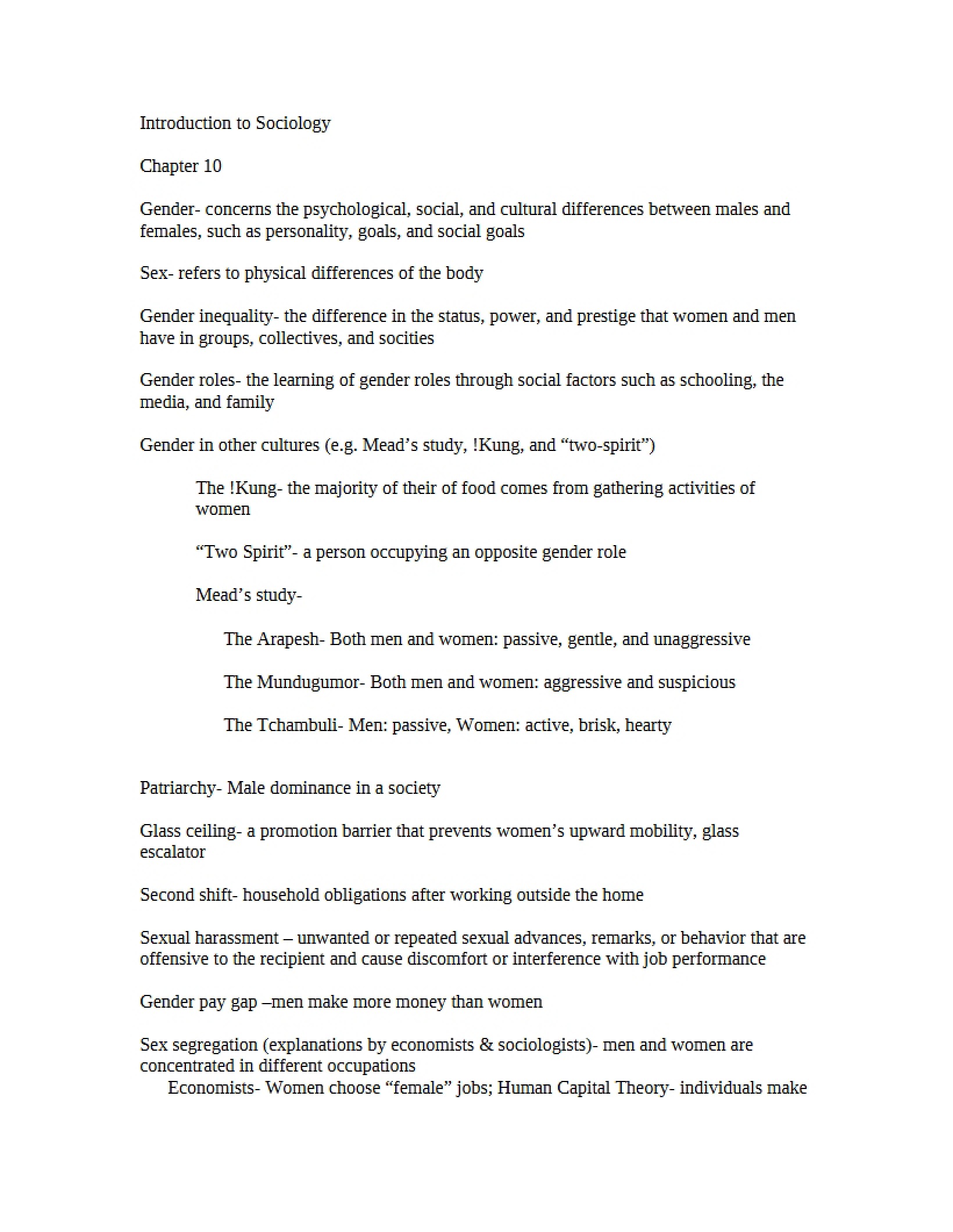 Sociology Chapter 10