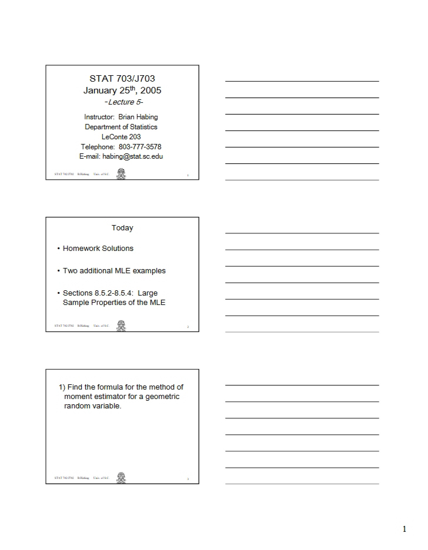 Fifth Lecture Notes