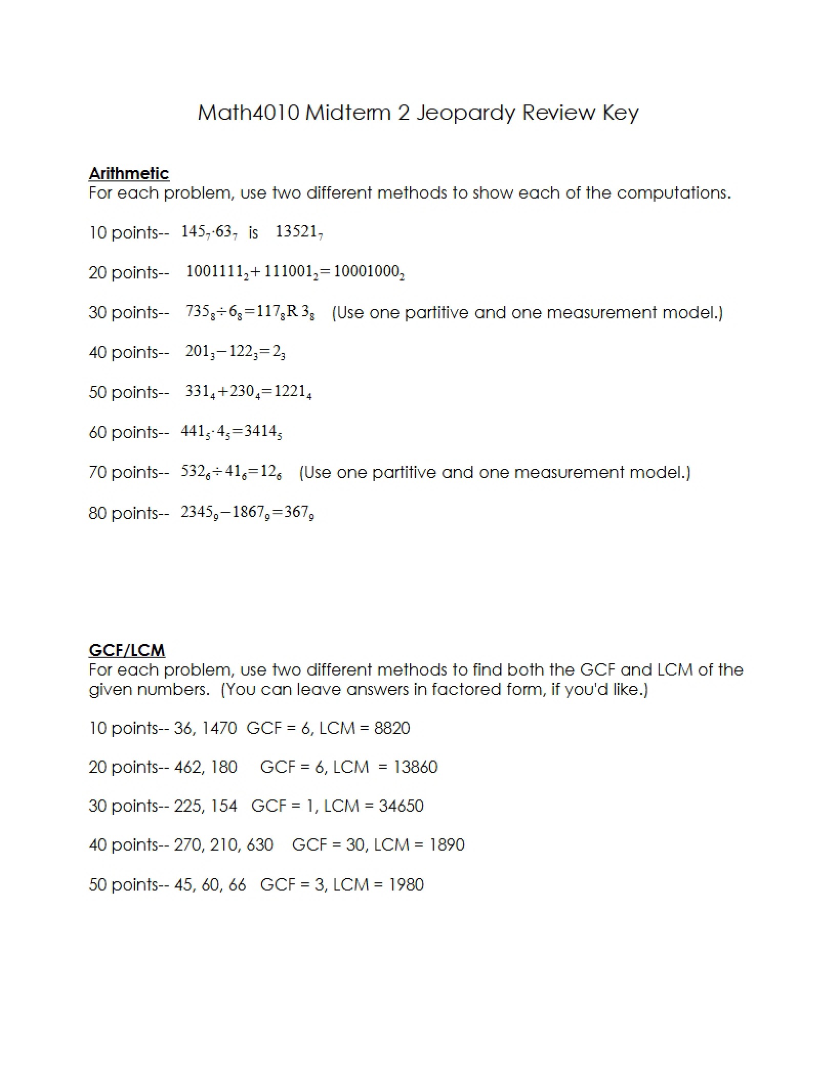 Key for Midterm 2 Jeopardy Review