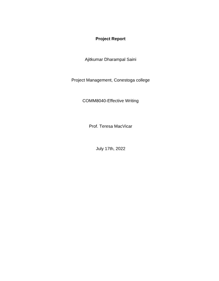 Project Report - Effective Writing