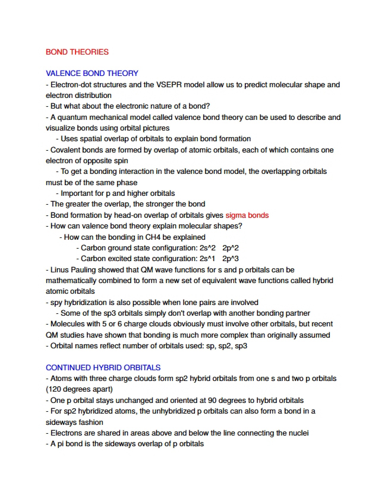 Theoretical Bonding Concepts