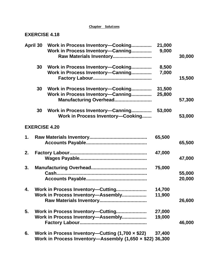 Solutions for Production Costs and Work in Process Inventory
